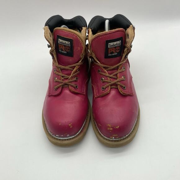 Timberland Pro Work Boots Steel Toe Waterproof Pink Soft Leather Shoe - Picture 2 of 7